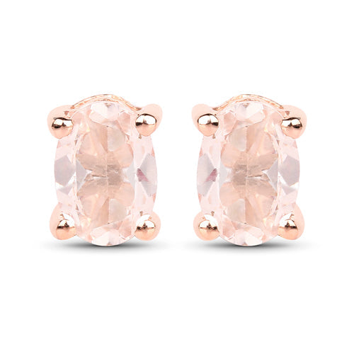18K Rose Gold Plated 0.80 Carat Genuine Morganite .925 Sterling Silver Earrings