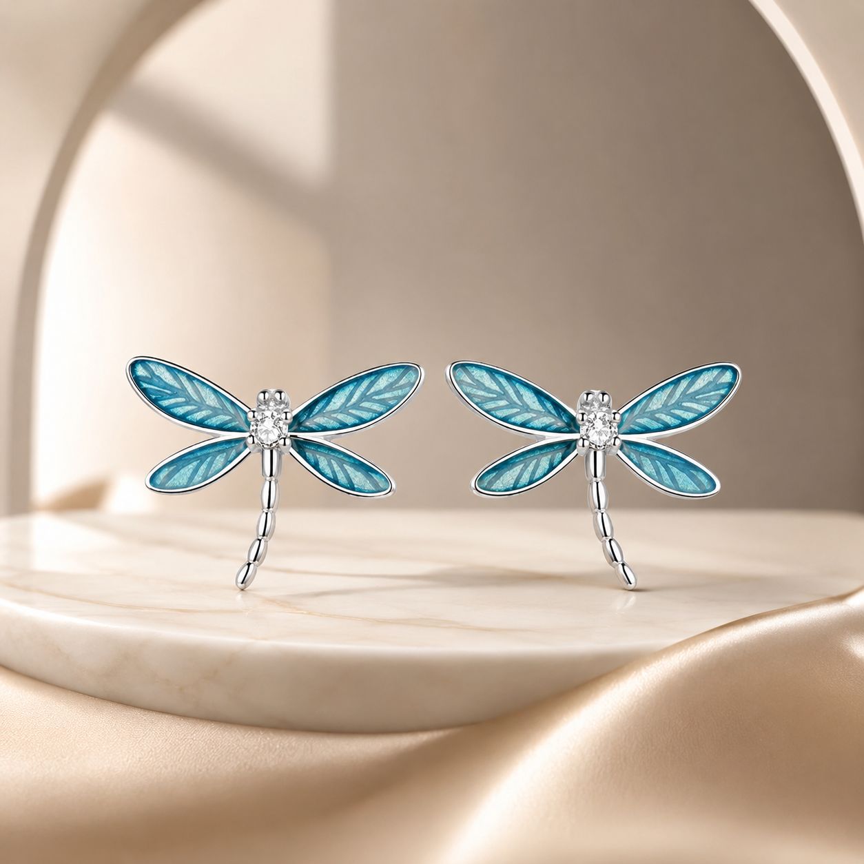 925 Sterling Silver & Platinum Plated Pavé Setting CZ Earrings