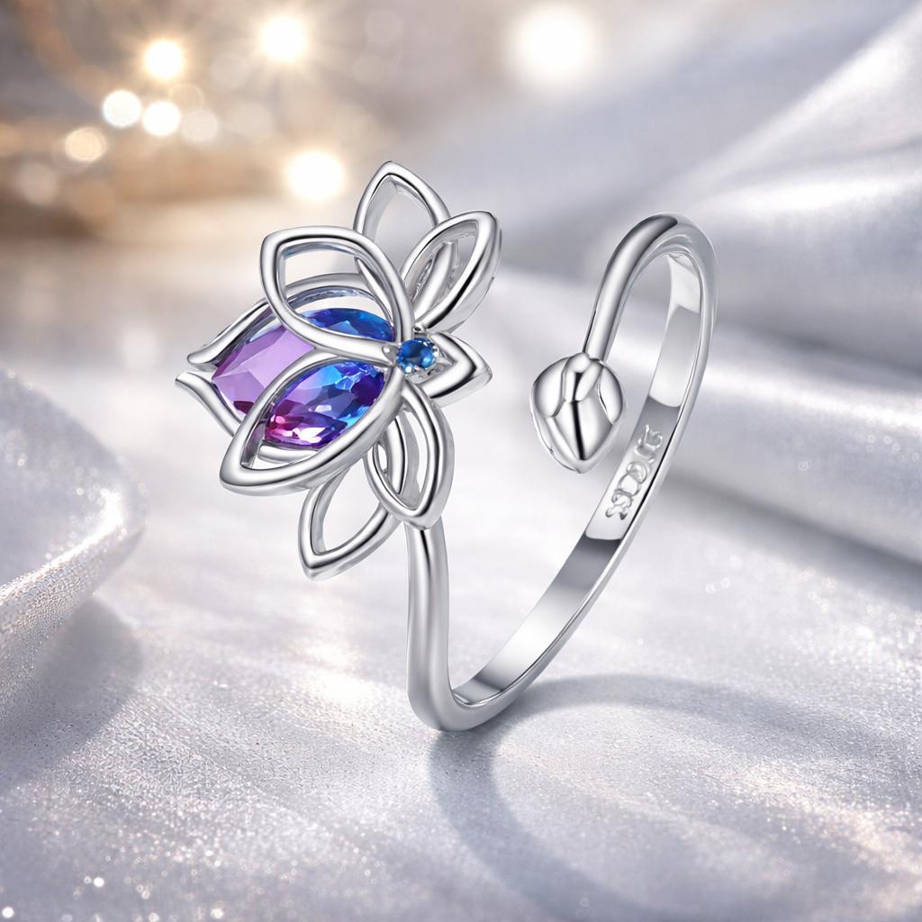 925 Sterling Silver Pavé Setting CZ & Synthetic Tourmaline Ring for Women