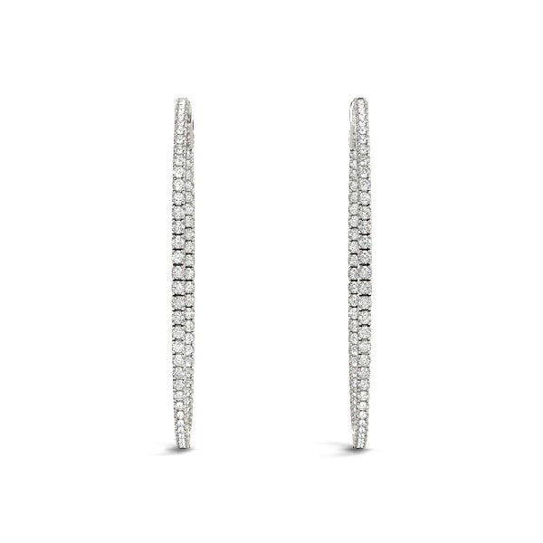 14k White Gold Slim Two-Sided Diamond Hoop Earrings (1 1/2 cttw)