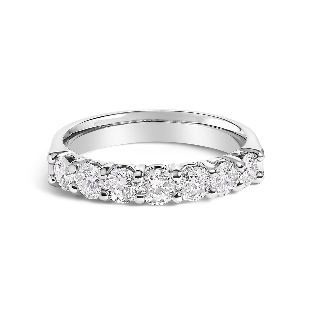 14K White Gold 1.0 Cttw Diamond 7 Stone Band Ring