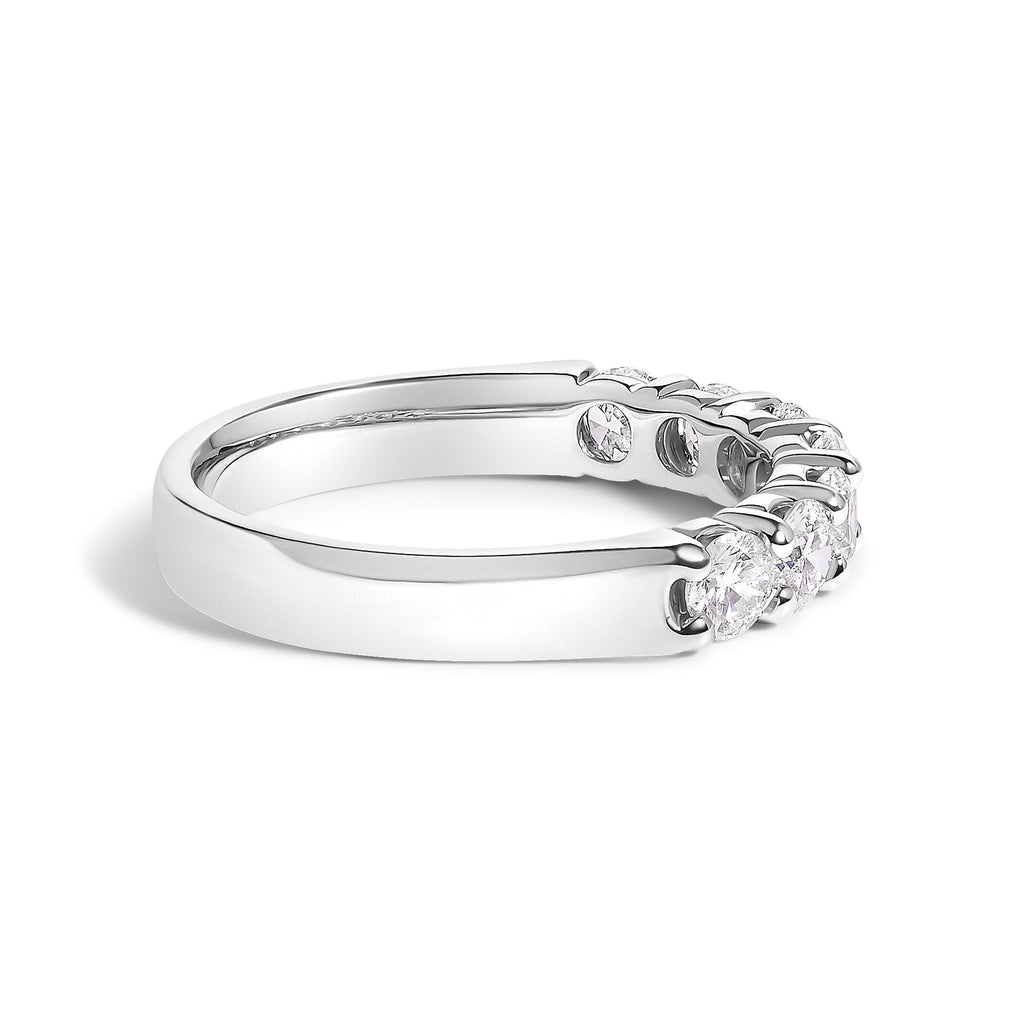 14K White Gold 1.0 Cttw Diamond 7 Stone Band Ring