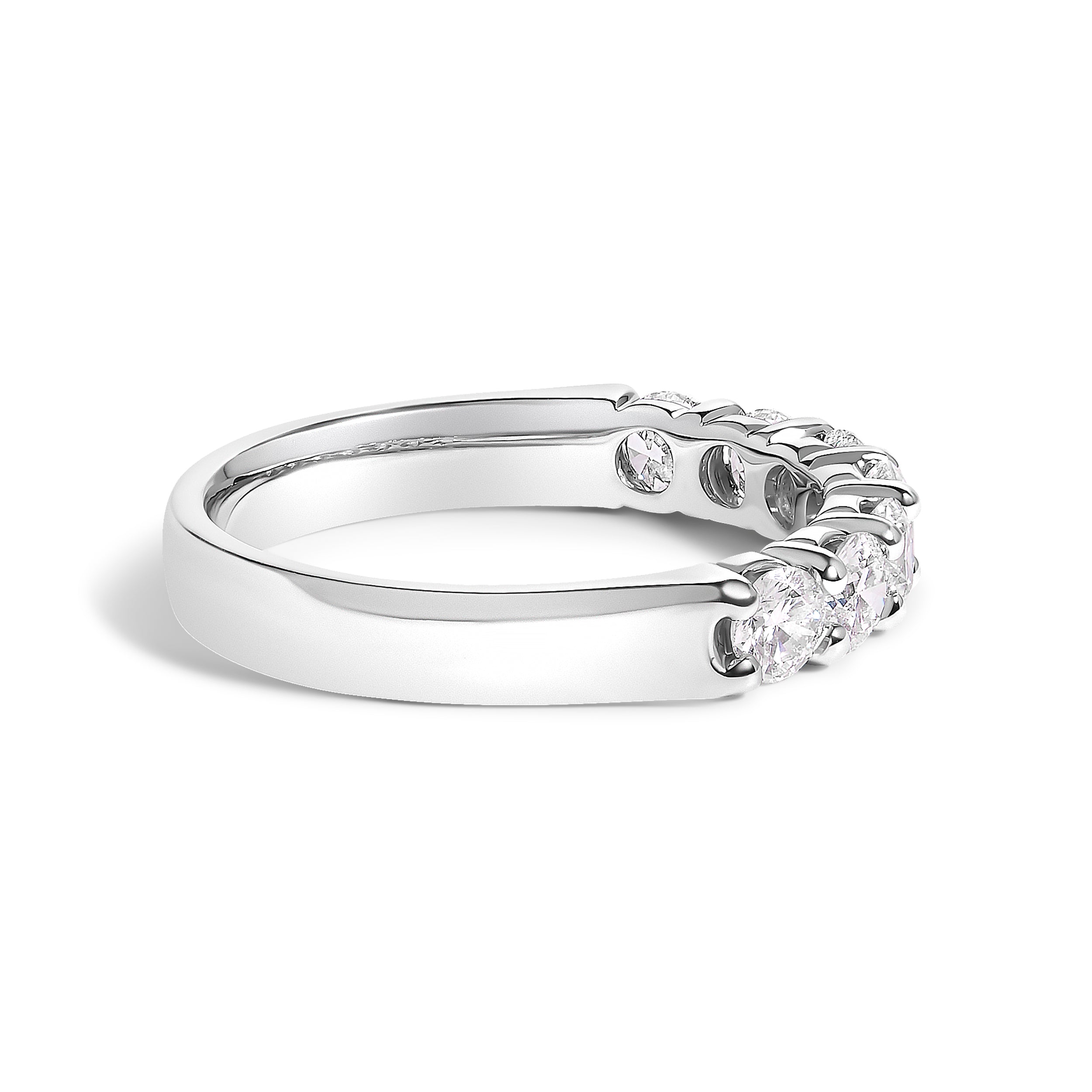 14K White Gold 1.0 Cttw Diamond 7 Stone Band Ring