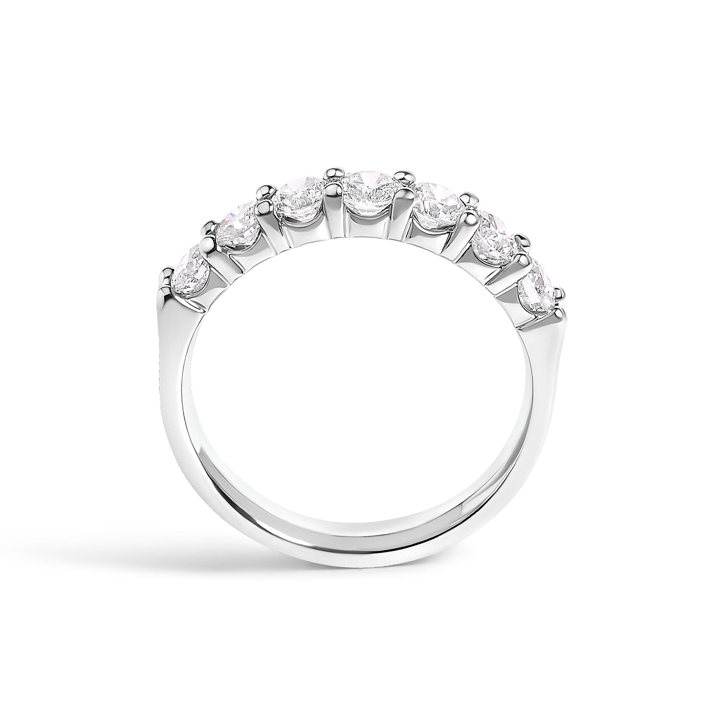 14K White Gold 1.0 Cttw Diamond 7 Stone Band Ring