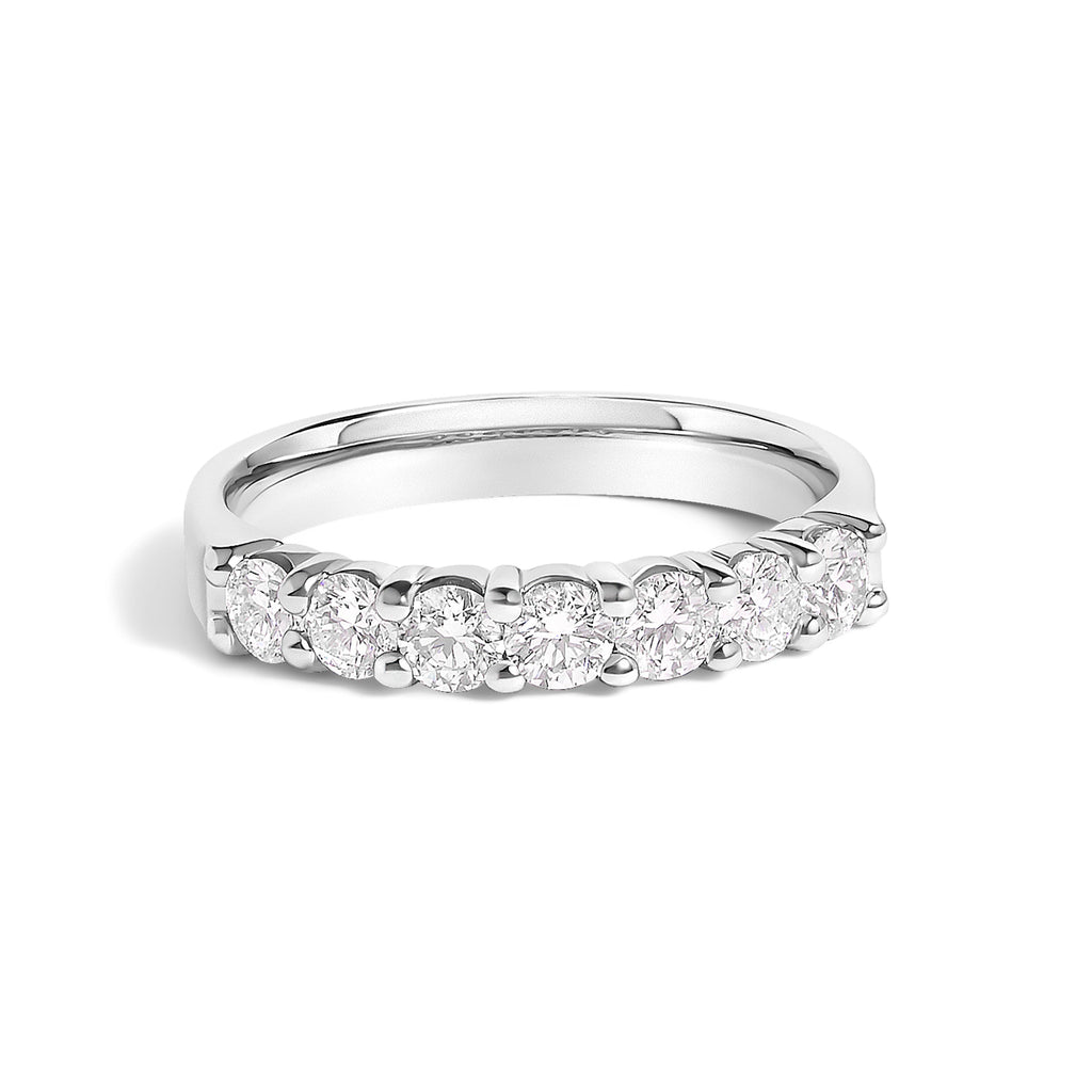 14K White Gold 3/4 Cttw Diamond 7 Stone Band Ring