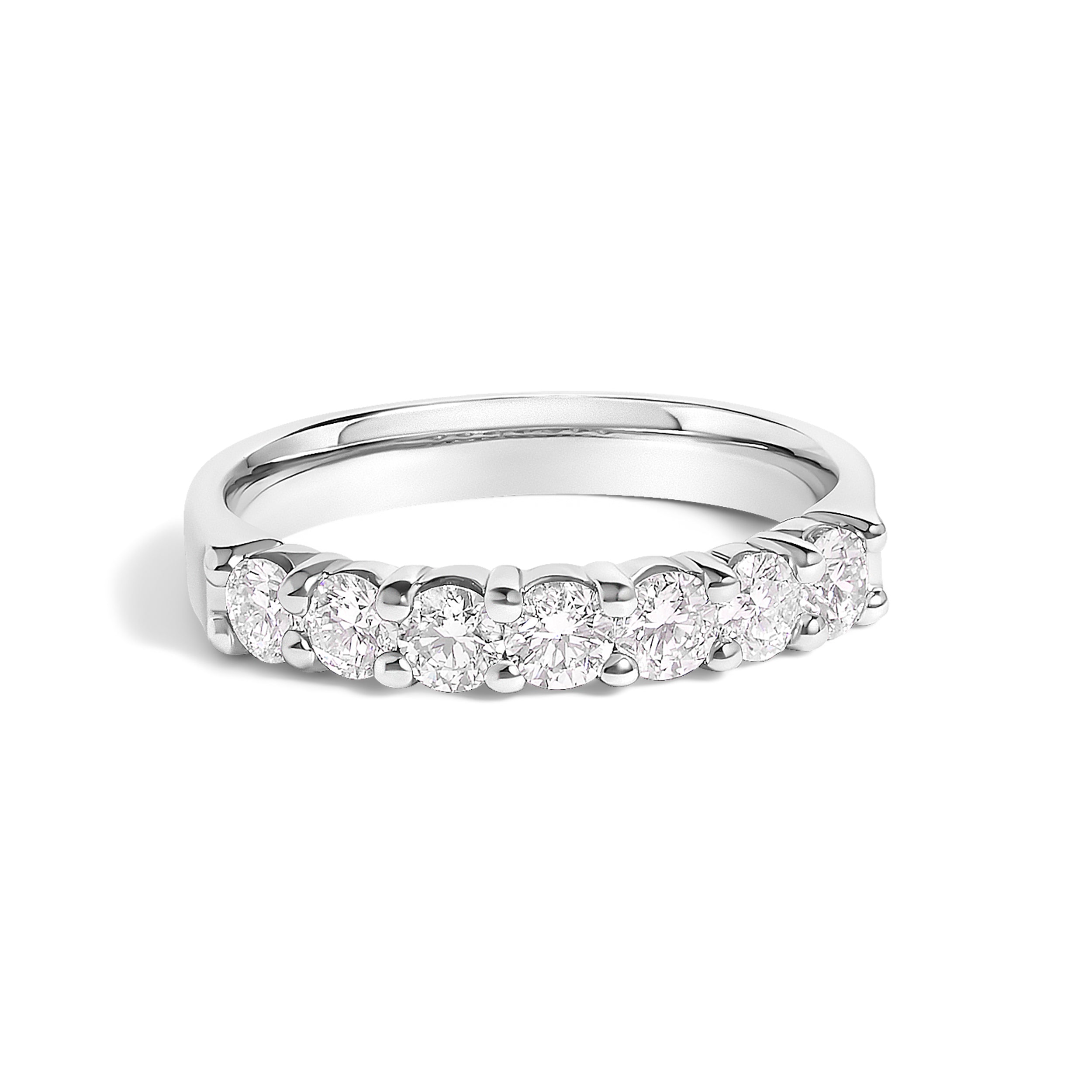 14K White Gold 3/4 Cttw Diamond 7 Stone Band Ring