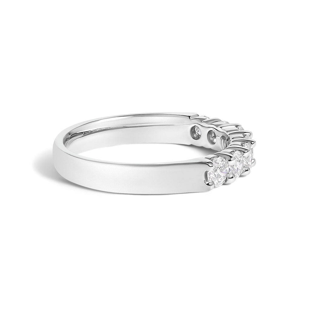 14K White Gold 3/4 Cttw Diamond 7 Stone Band Ring