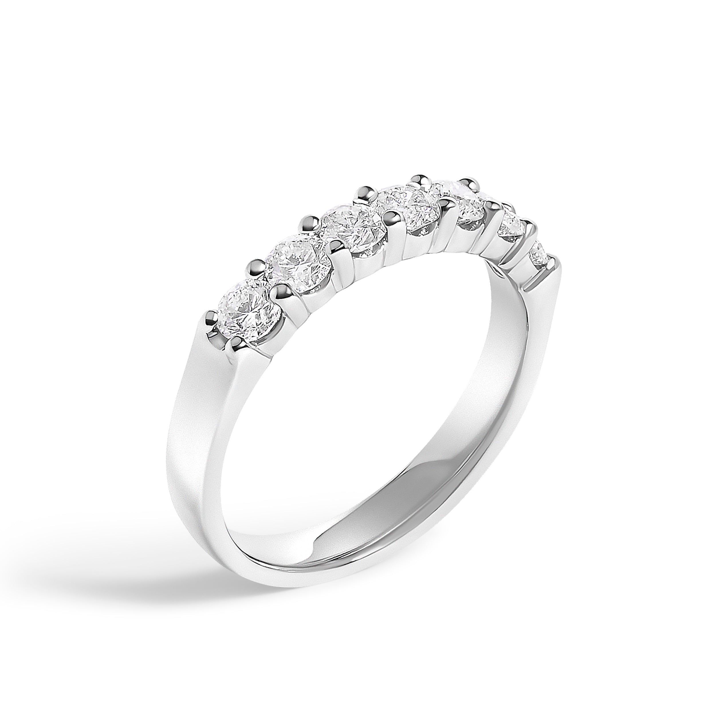 14K White Gold 3/4 Cttw Diamond 7 Stone Band Ring