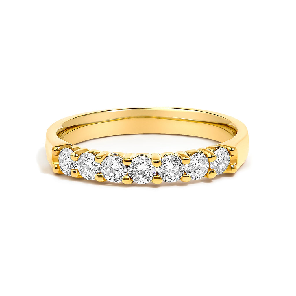 14K Yellow Gold 1/2 Cttw Diamond 7 Stone Band Ring