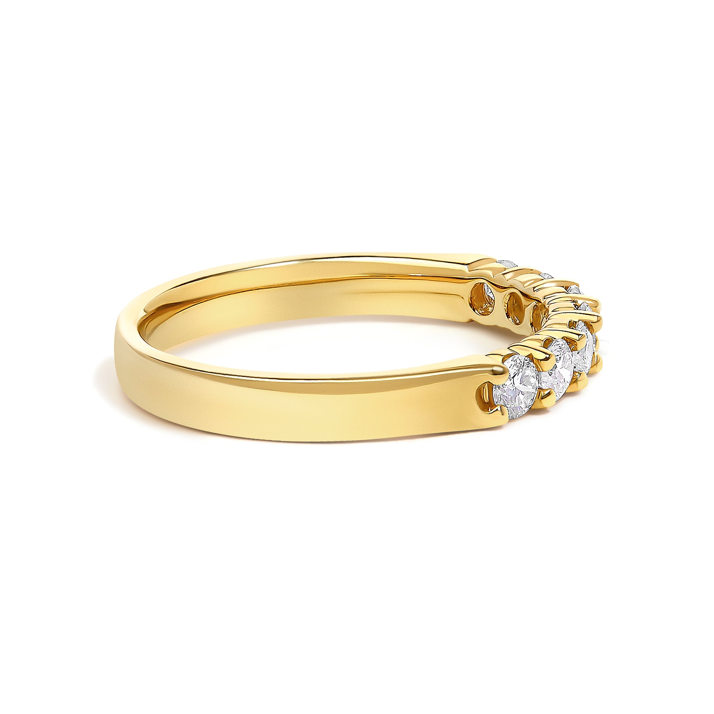14K Yellow Gold 1/2 Cttw Diamond 7 Stone Band Ring