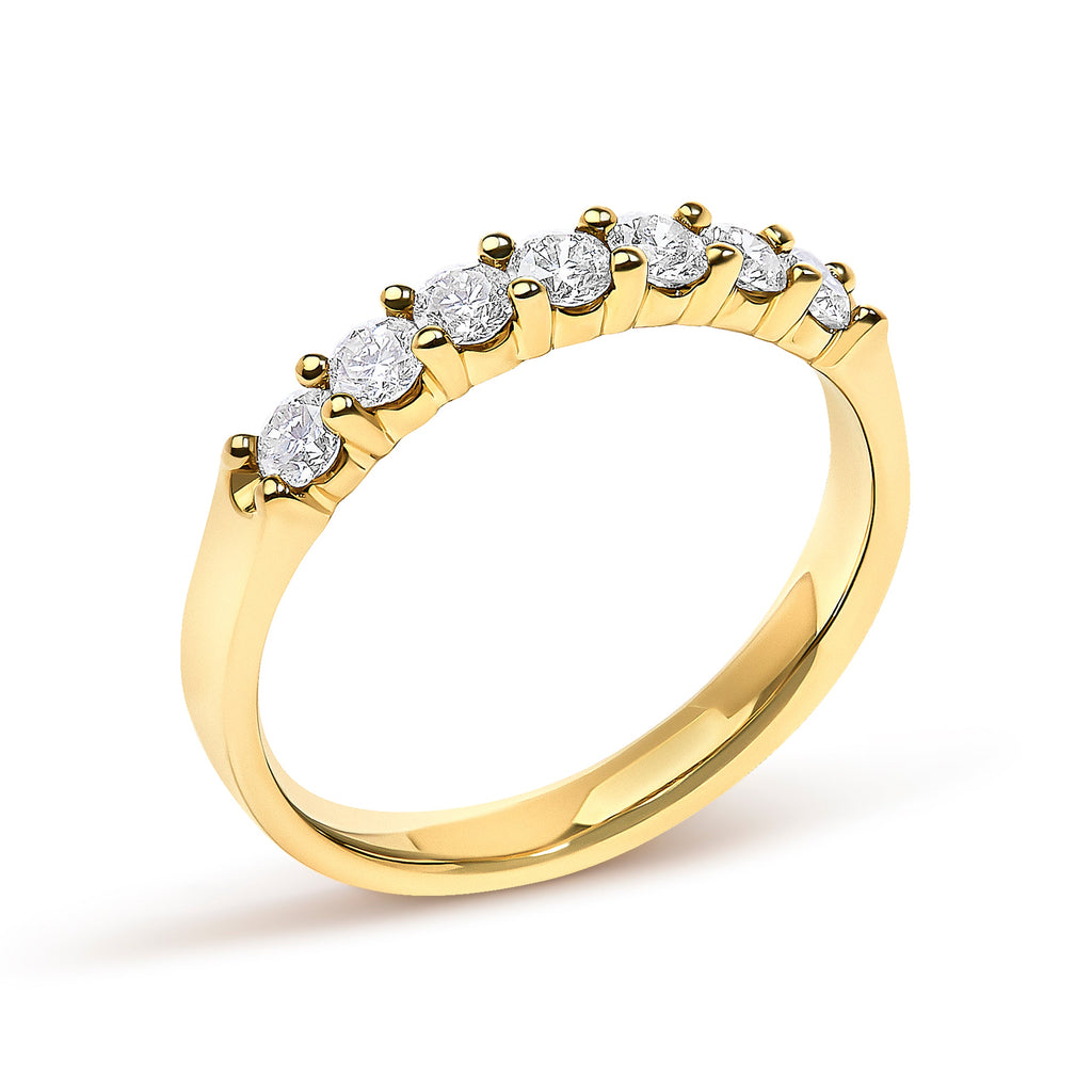 14K Yellow Gold 1/2 Cttw Diamond 7 Stone Band Ring