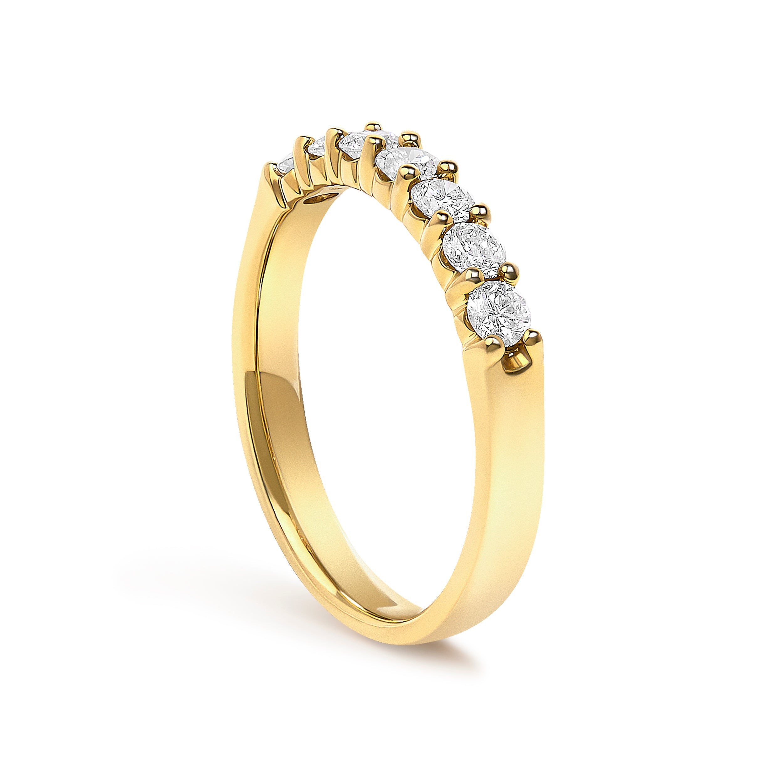 14K Yellow Gold 1/2 Cttw Diamond 7 Stone Band Ring