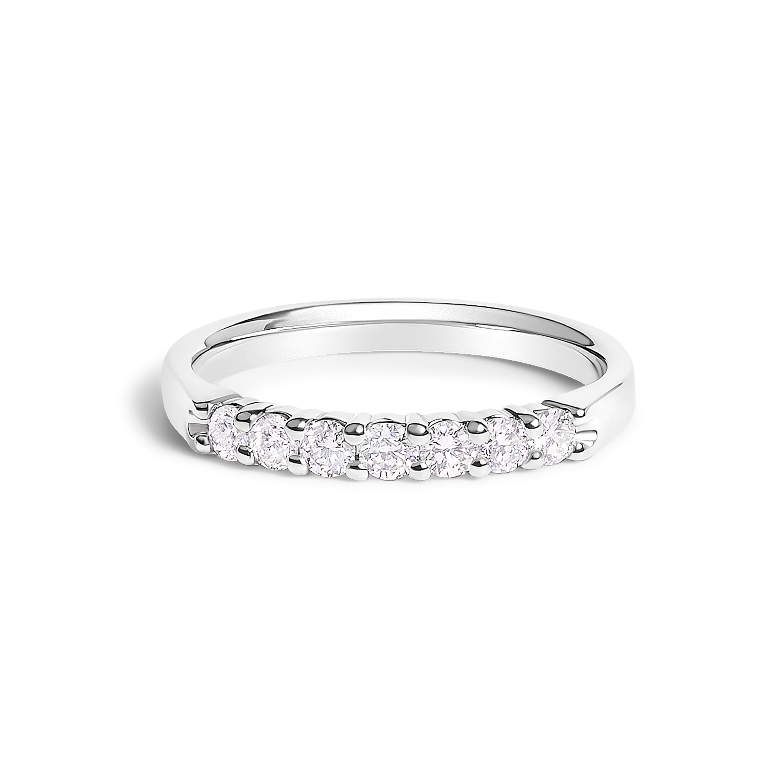 14K White Gold 1/3 Cttw Diamond 7 Stone Band Ring