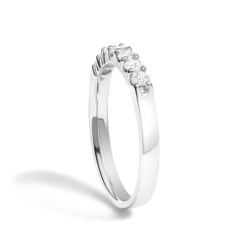 14K White Gold 1/3 Cttw Diamond 7 Stone Band Ring