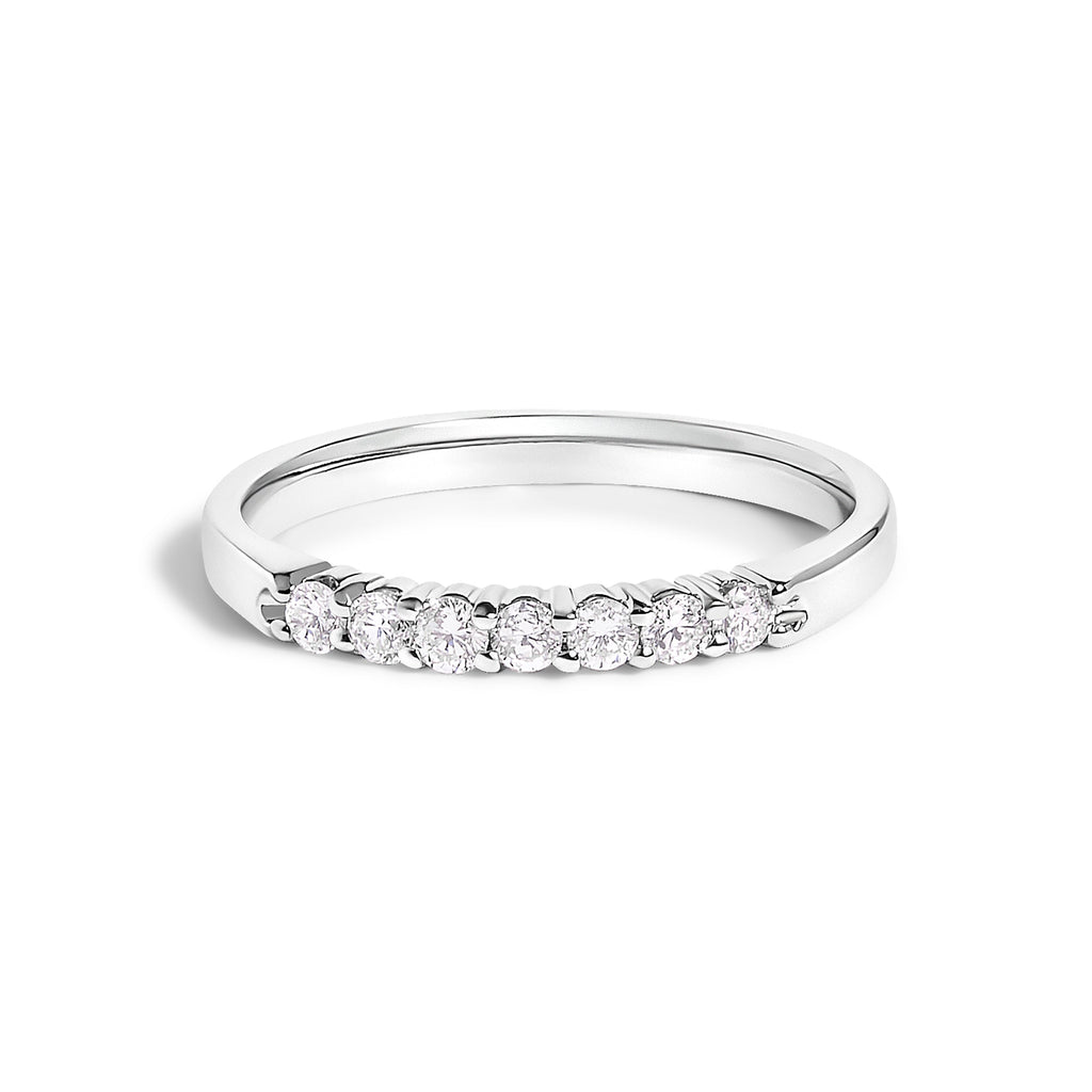 14K White Gold 1/4 Cttw Diamond 7 Stone Band Ring