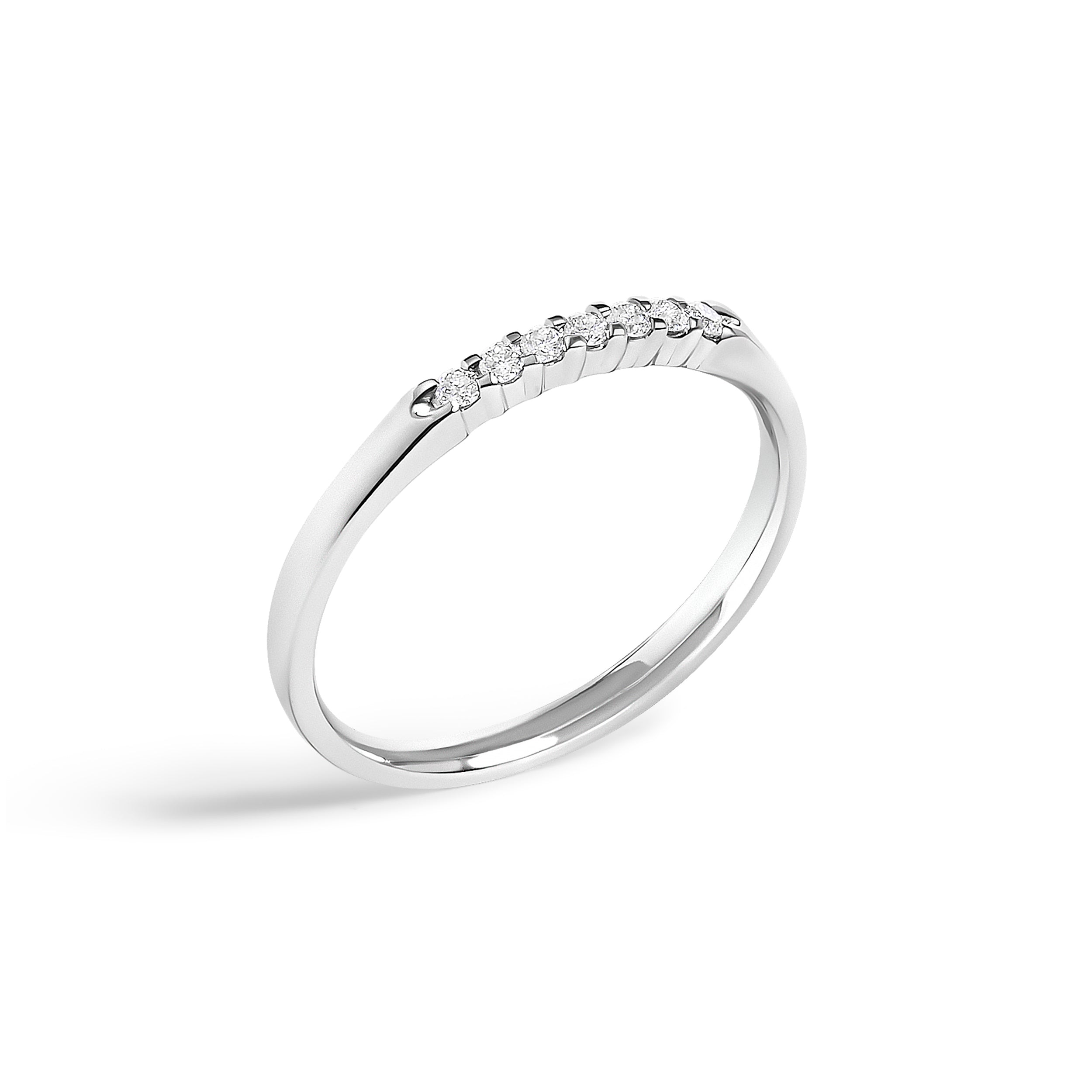 14K White Gold 1/10 Cttw Diamond 7 Stone Band Ring