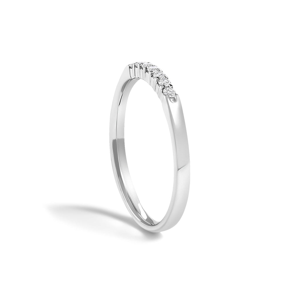 14K White Gold 1/10 Cttw Diamond 7 Stone Band Ring