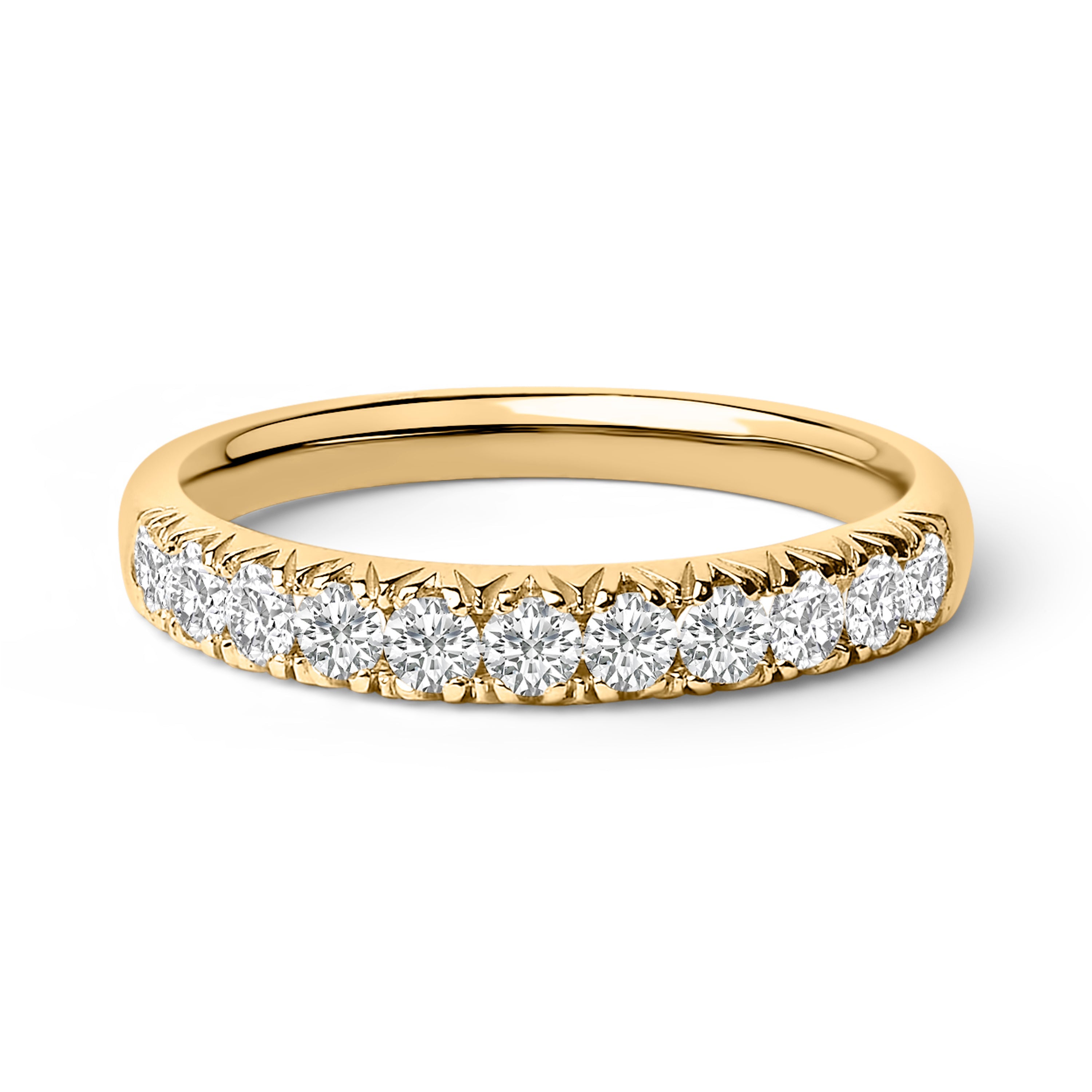 14K White Gold 1/2 Carat Total Weight Round Diamond 11 Stone Classic Band