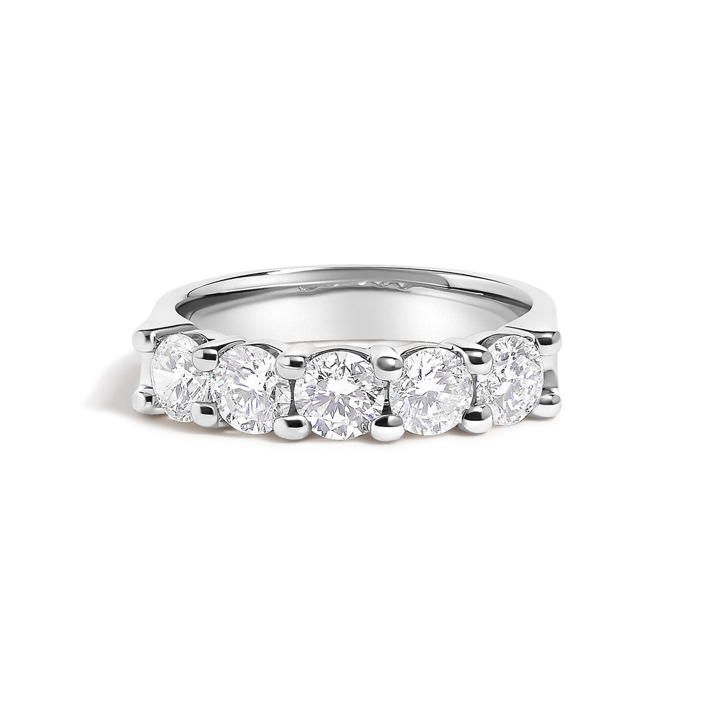 14K White Gold 1 1/2 Cttw Diamond 5 Stone Band Ring
