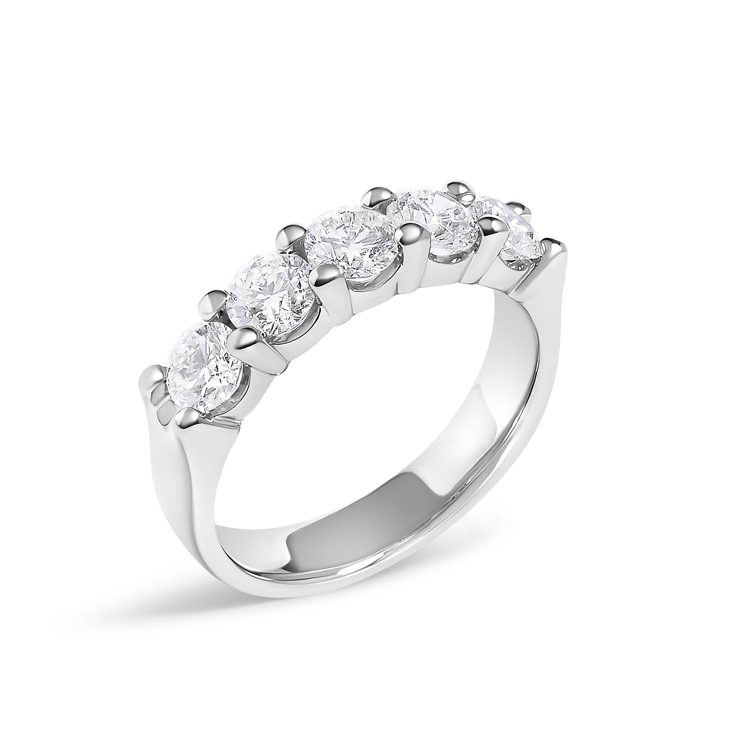 14K White Gold 1 1/2 Cttw Diamond 5 Stone Band Ring