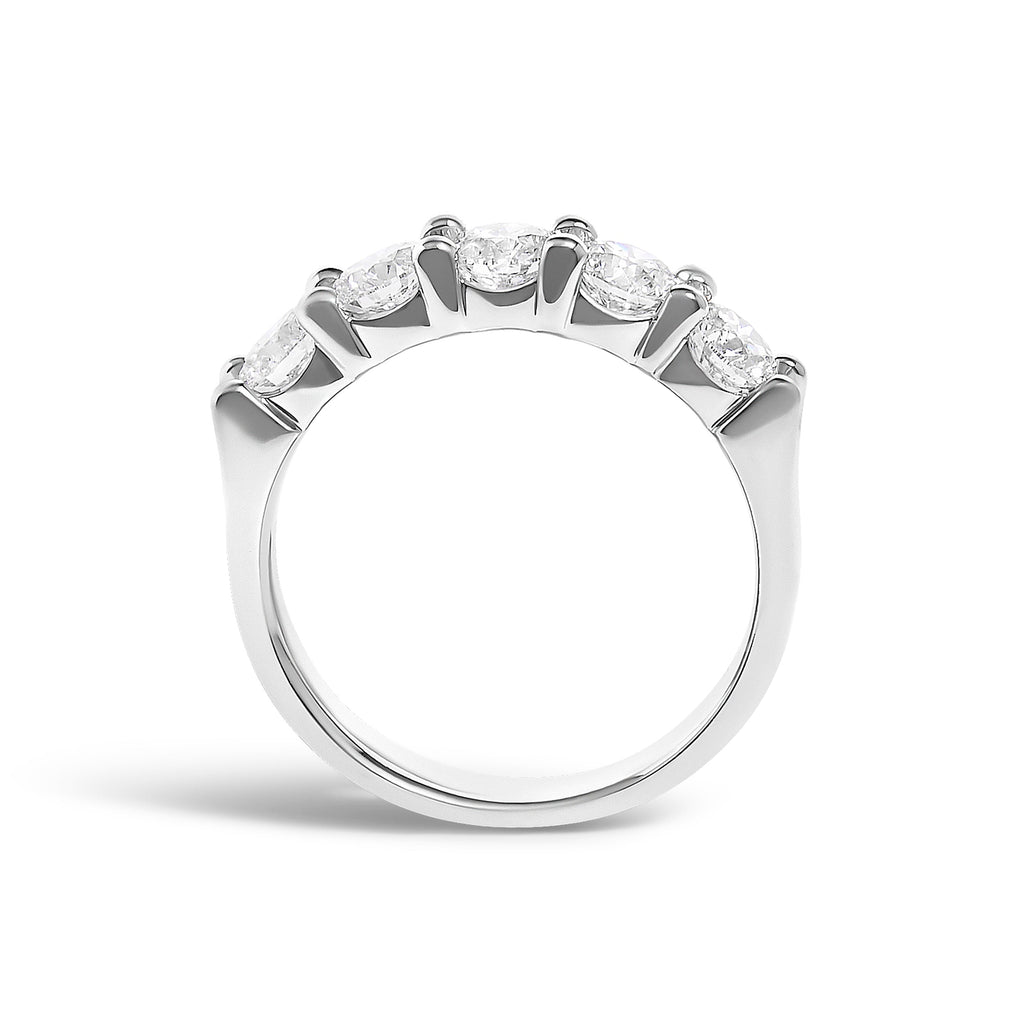 14K White Gold 1 1/2 Cttw Diamond 5 Stone Band Ring