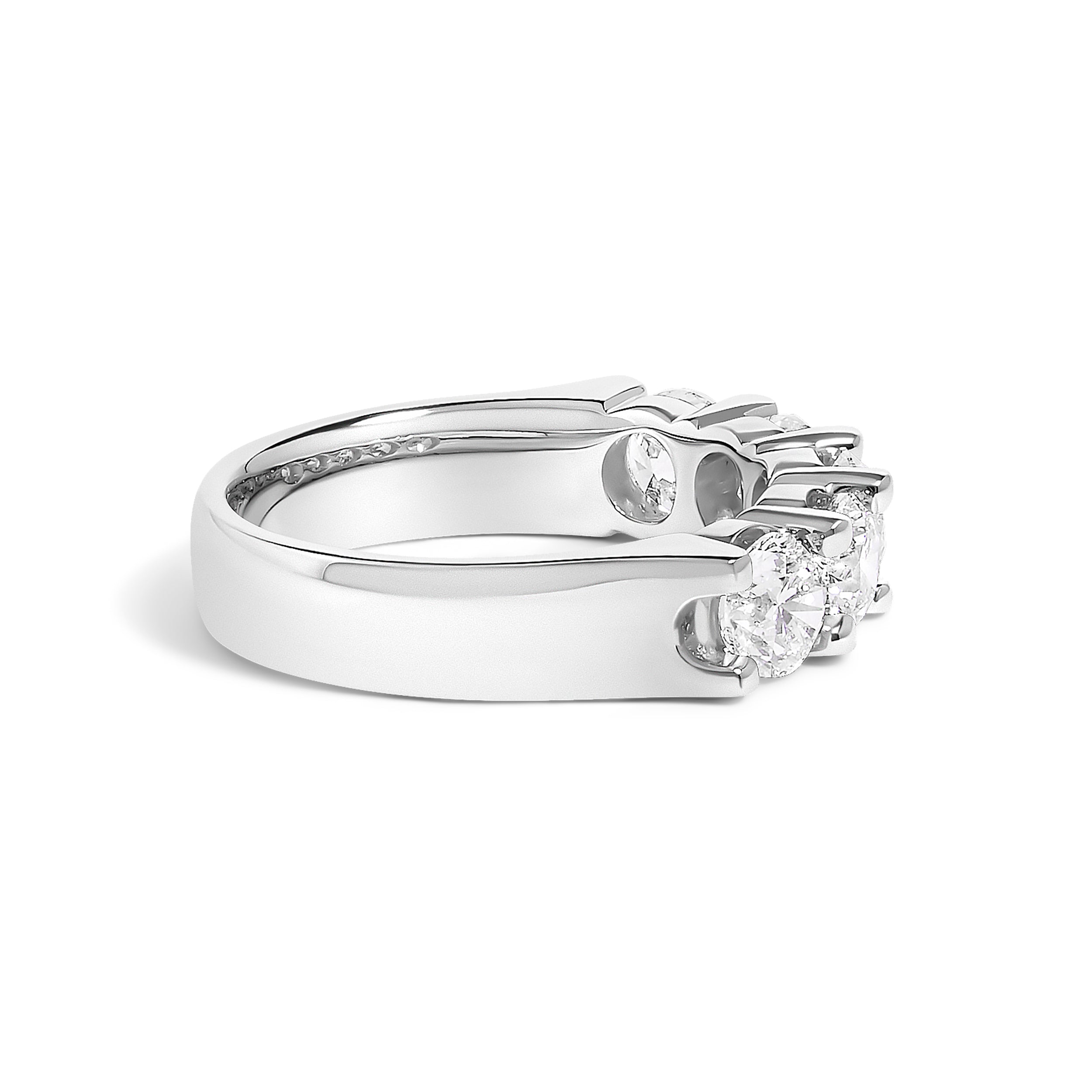14K White Gold 2.0 Cttw Round Diamond Five Stone Band Ring