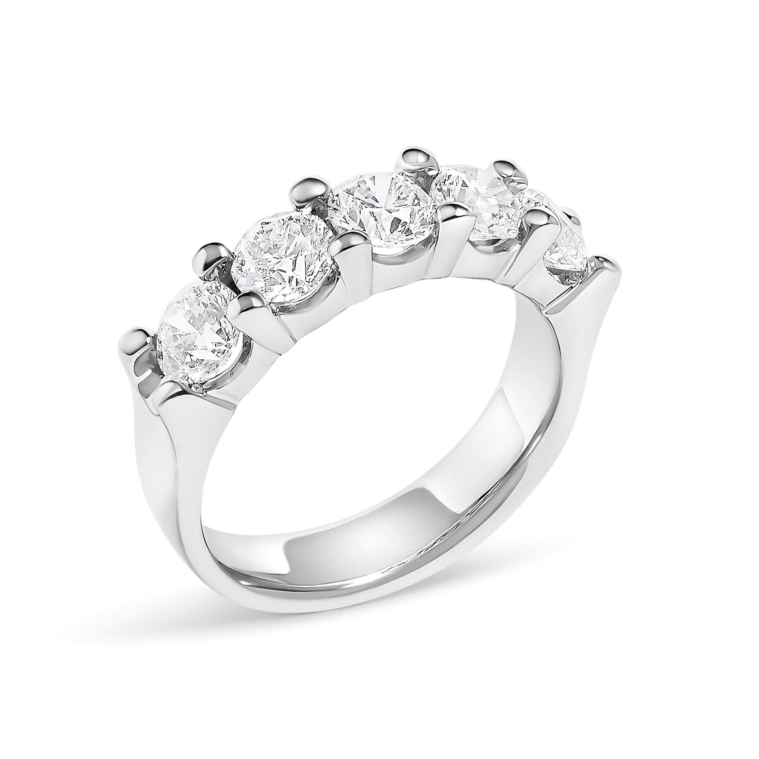 14K White Gold 2.0 Cttw Round Diamond Five Stone Band Ring