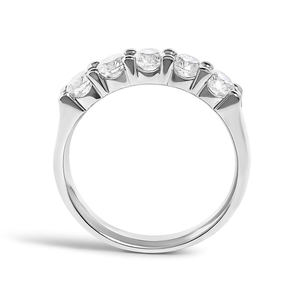 14K White Gold 1.00 Cttw Diamond 5 Stone Band Ring