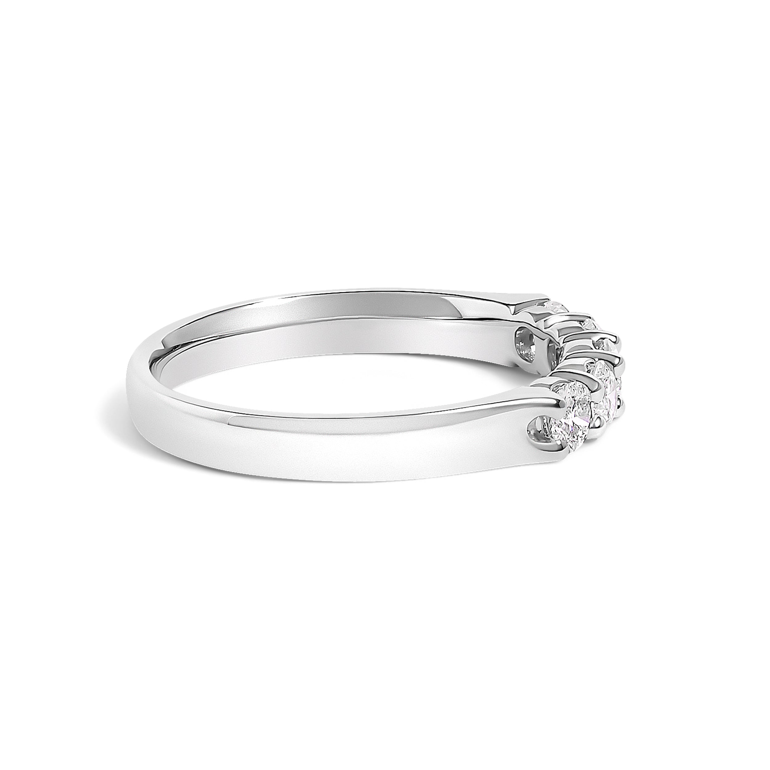 14K White Gold 1/2 Cttw Diamond 5 Stone Band Ring