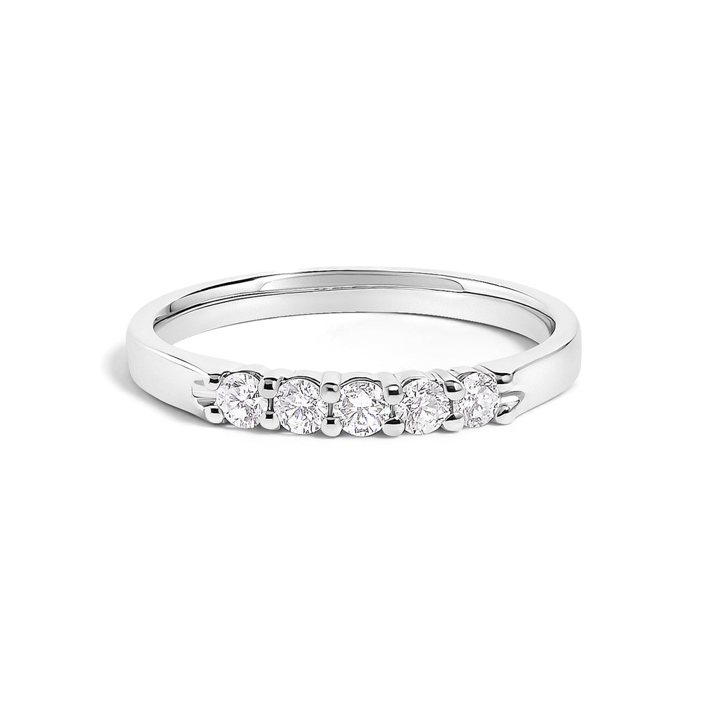 14K White Gold 1/4 Cttw  Diamond 5 Stone Band Ring