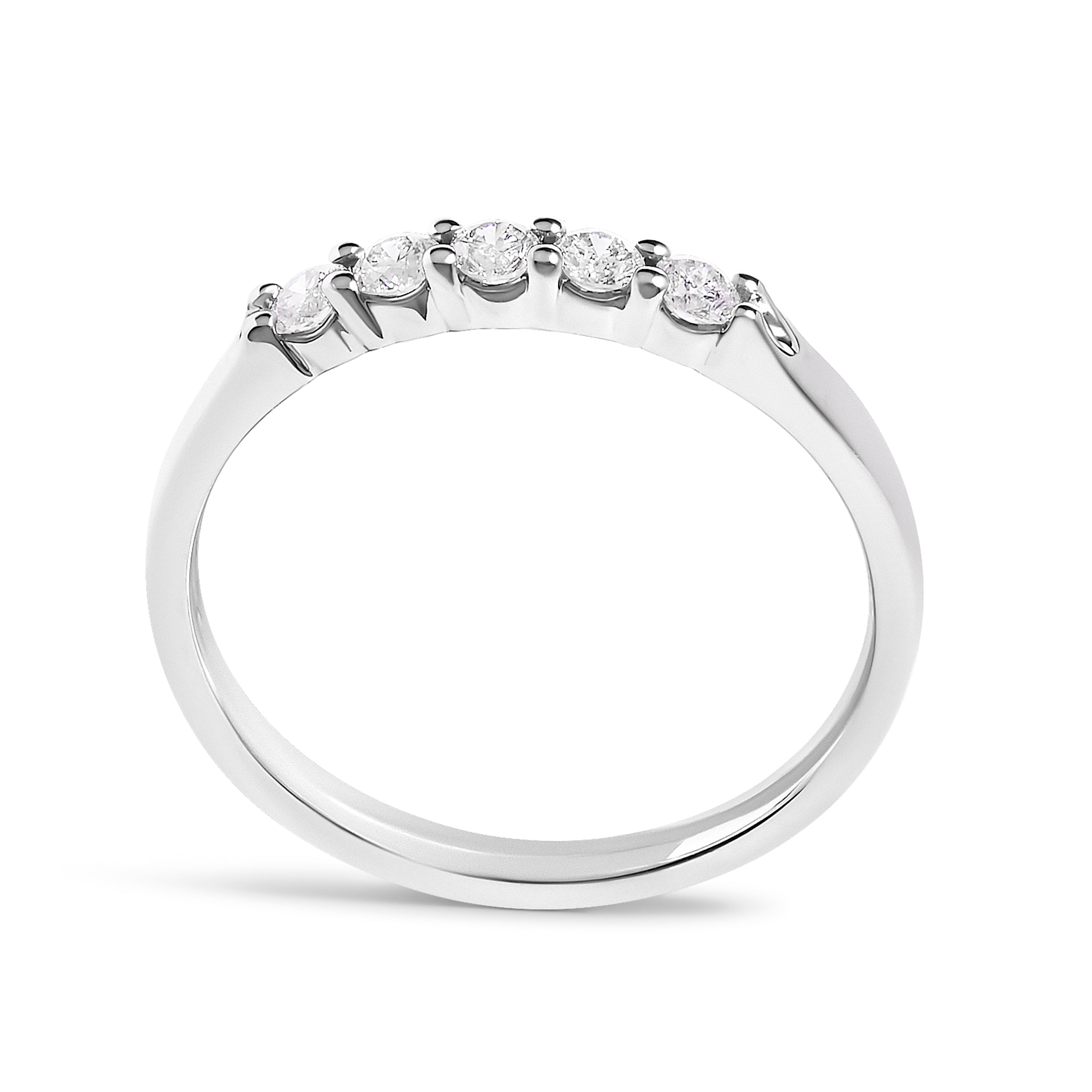 14K White Gold 1/4 Cttw  Diamond 5 Stone Band Ring