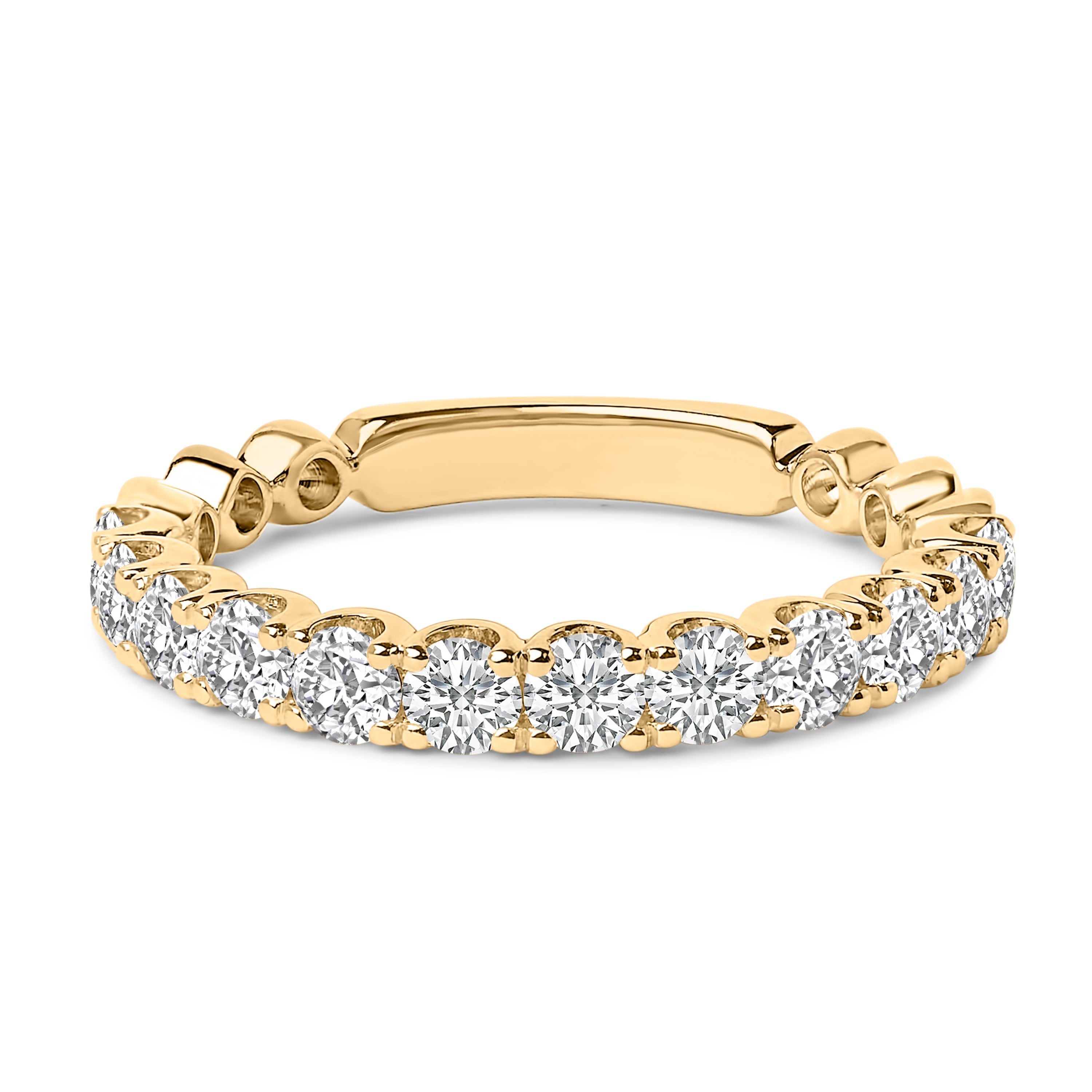 14K White Gold 1.00 Carat Total Weight Round Diamond Prong Set Wedding Band