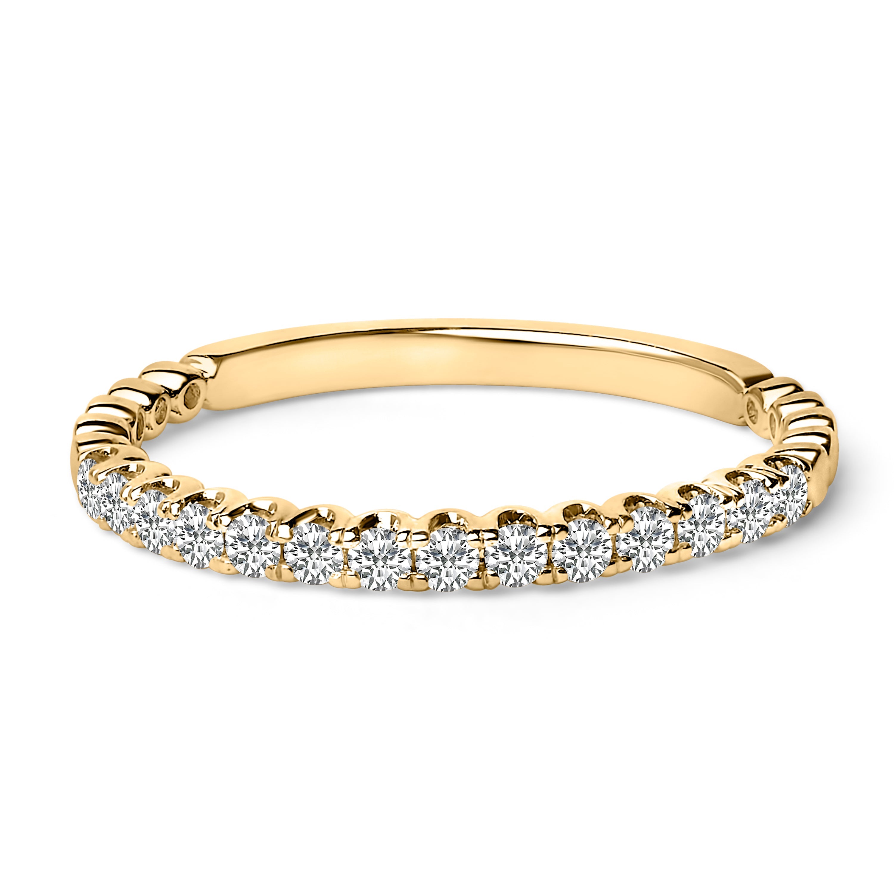 14K White Gold 1/4 Carat Total Weight Round Diamond Prong Set Wedding Band