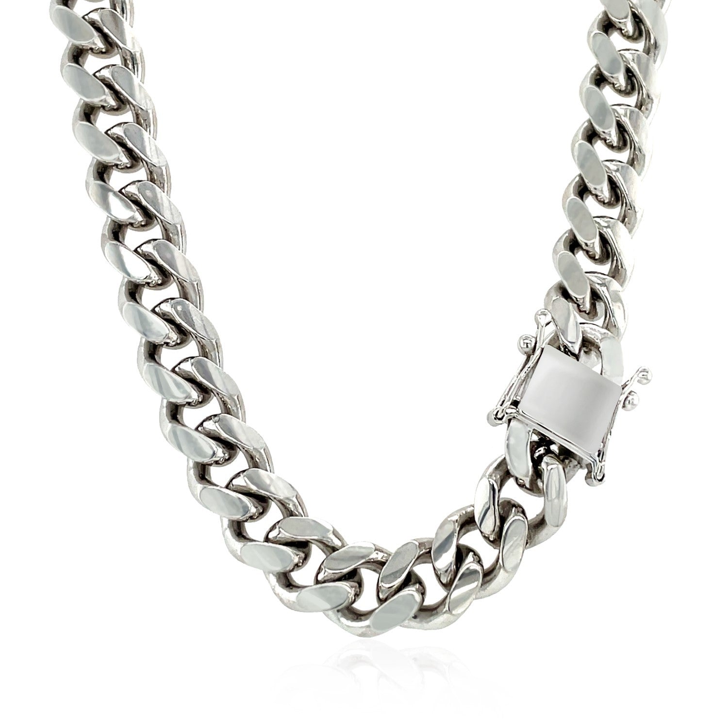 Sterling Silver Rhodium Plated 8.4mm Miami Cuban Chain