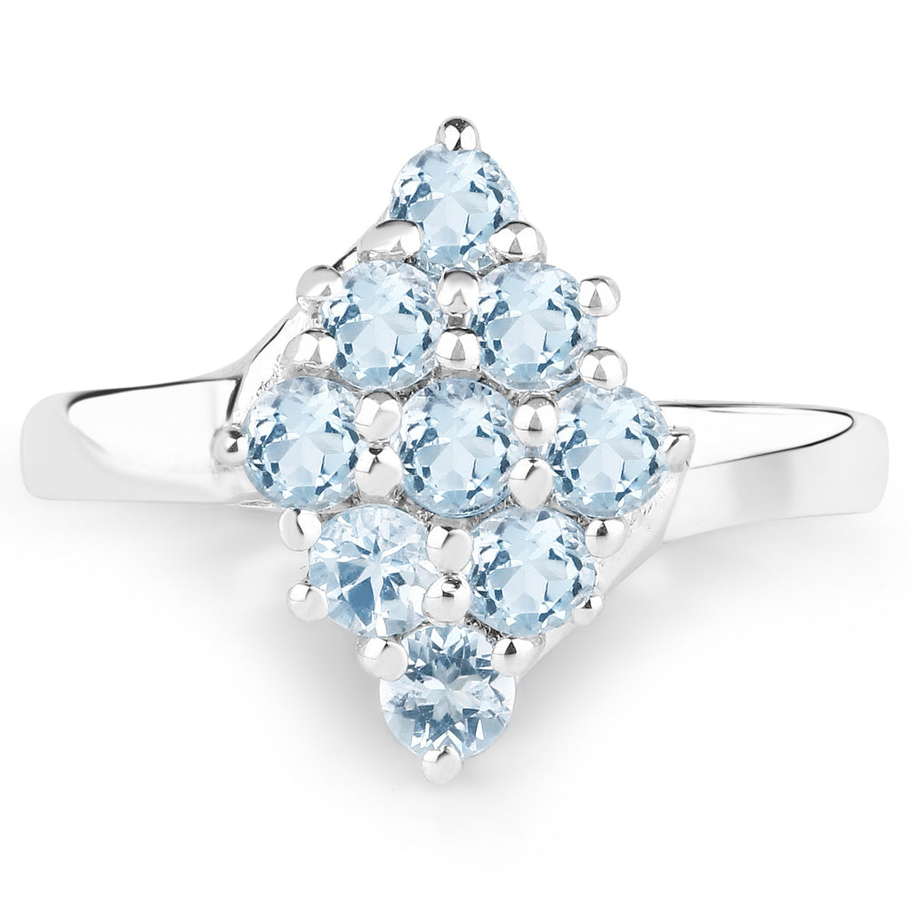 1.08 Carat Genuine Blue Topaz .925 Sterling Silver Ring