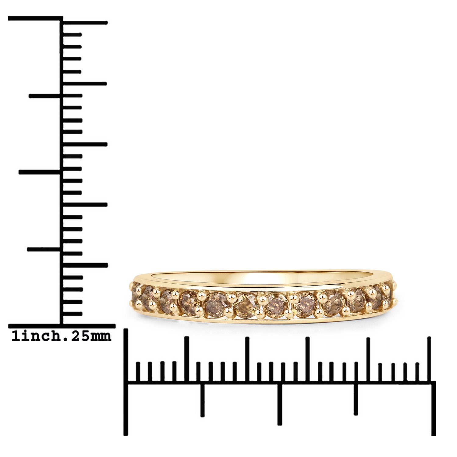 0.45 Carat Genuine Champagne Diamond 14K Yellow Gold Ring (I1-I2)