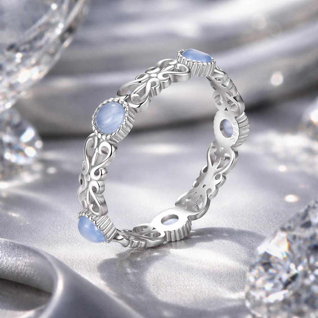 S925 Sterling Silver 4mm Platinum Plated Ring for Women Size 6.0