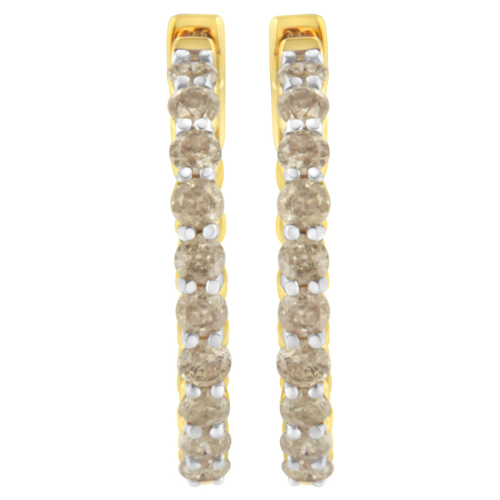 10K Yellow Gold-Plated Sterling Silver Diamond Hoop Earrings (2 cttw, K-L Color, I2-I3 Clarity)