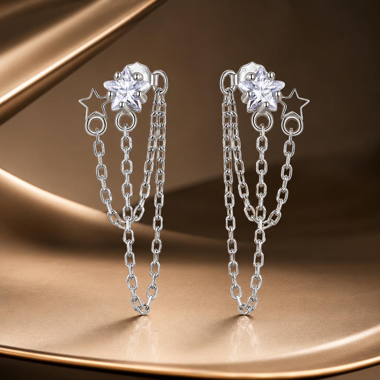 S925 Sterling Silver Pavé CZ Earrings, 0.9cm for Women