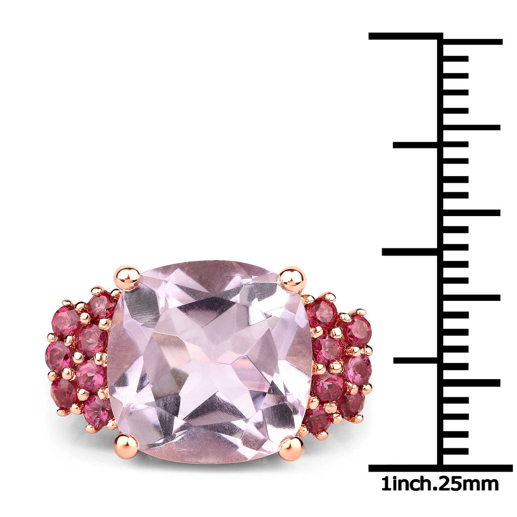 5.90 Carat Genuine Pink Amethyst and Rhodolite .925 Sterling Silver Ring