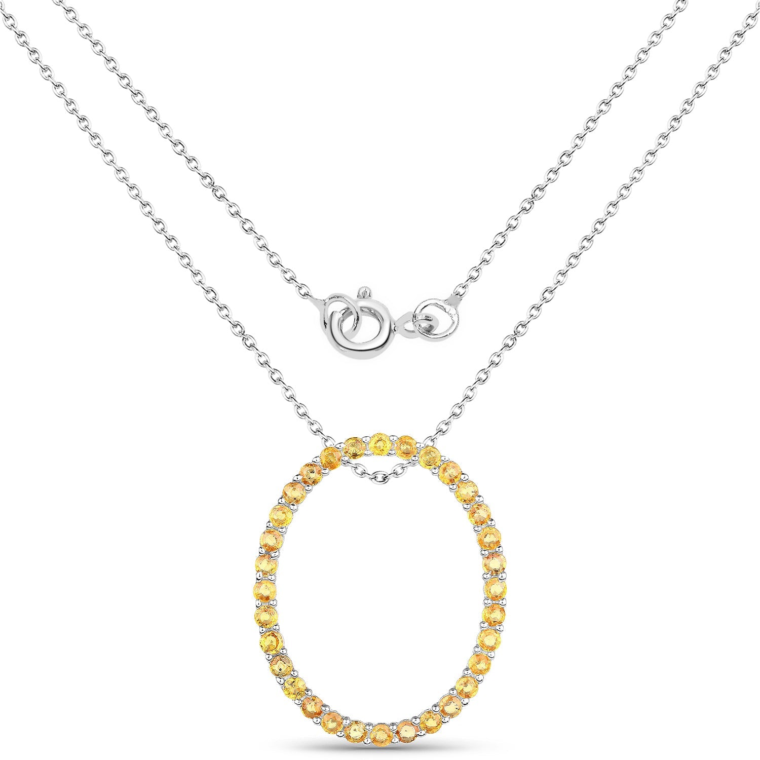 3.84 Carat Genuine Yellow Sapphire .925 Sterling Silver Pendant