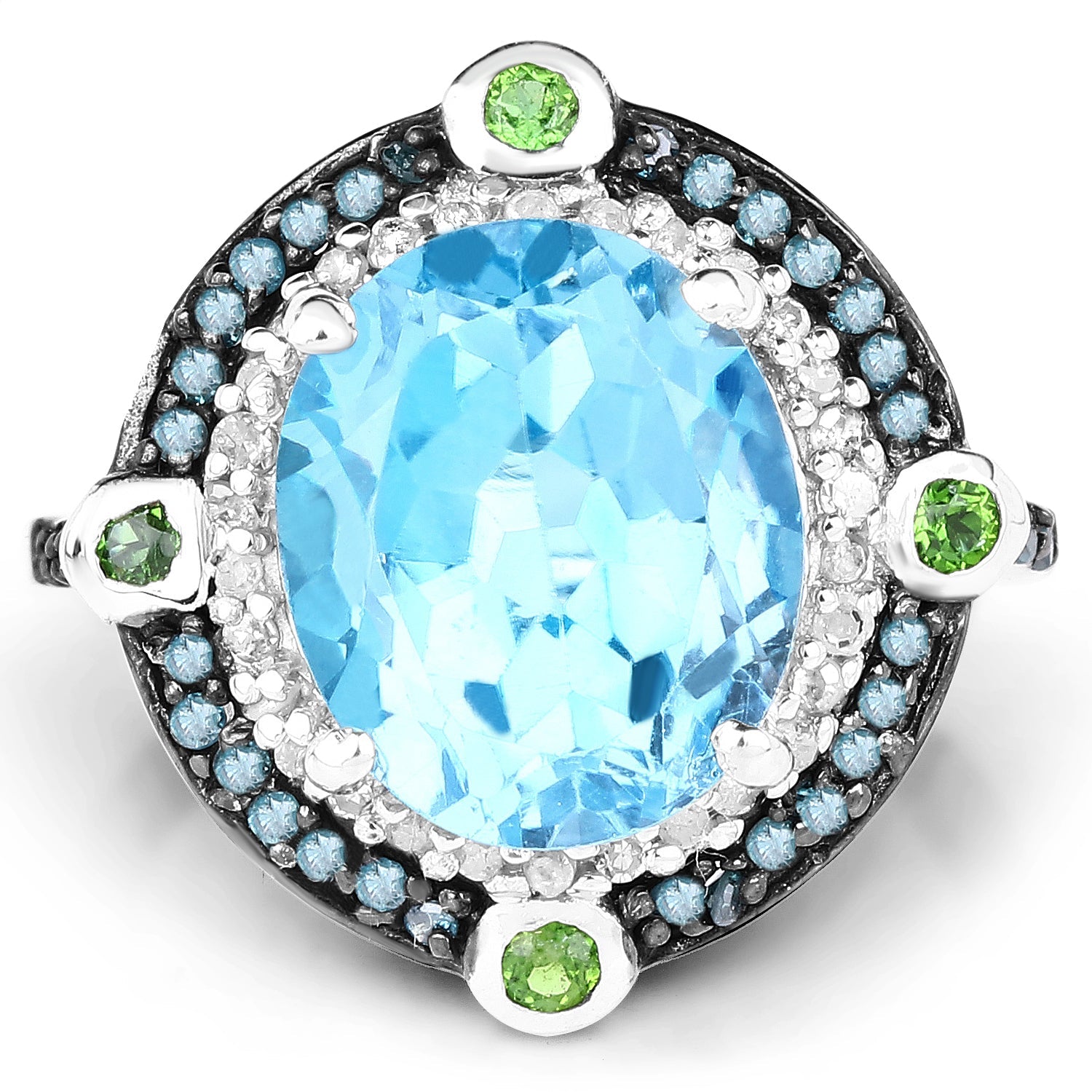 5.84 Carat Genuine Multi-Stone .925 Sterling Silver Ring