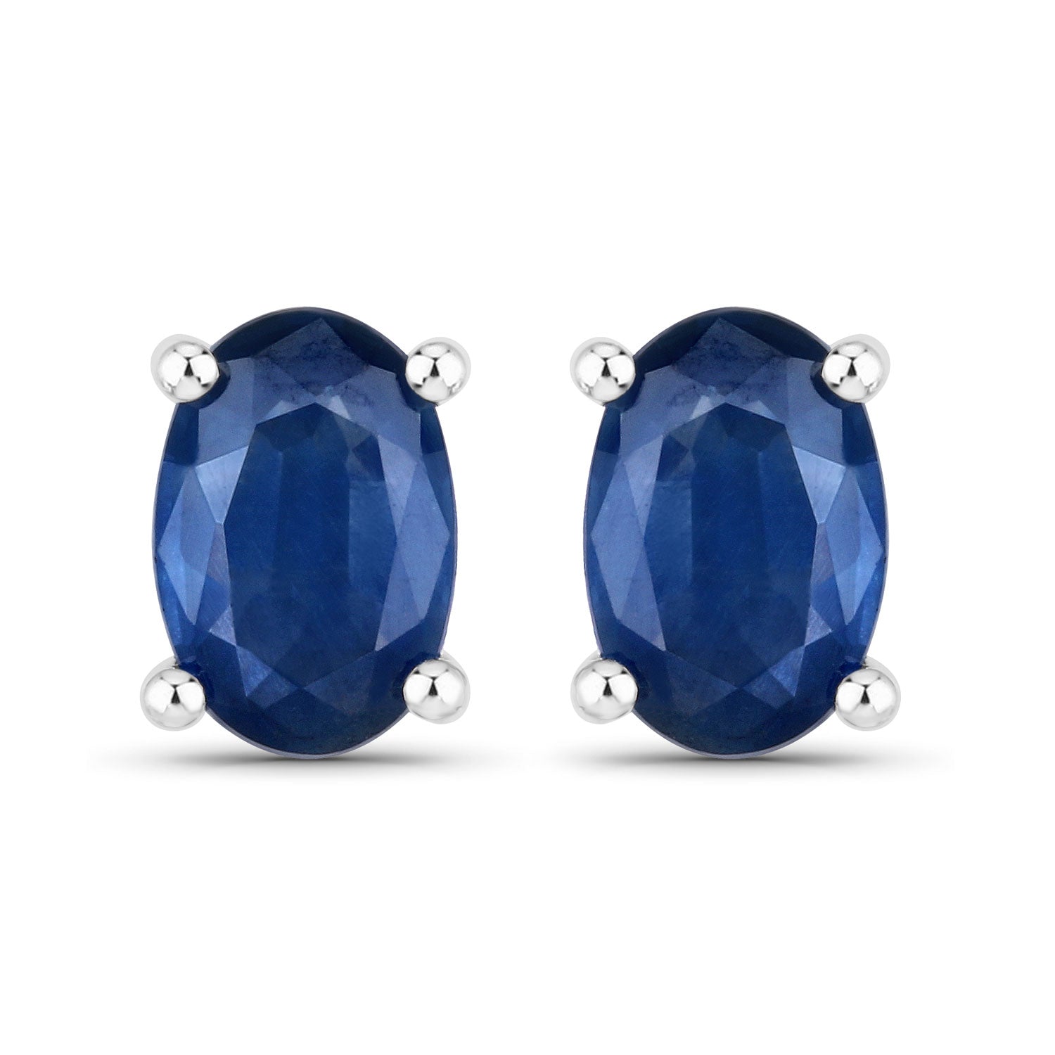 0.96 Carat Genuine Blue Sapphire 14K White Gold Earrings