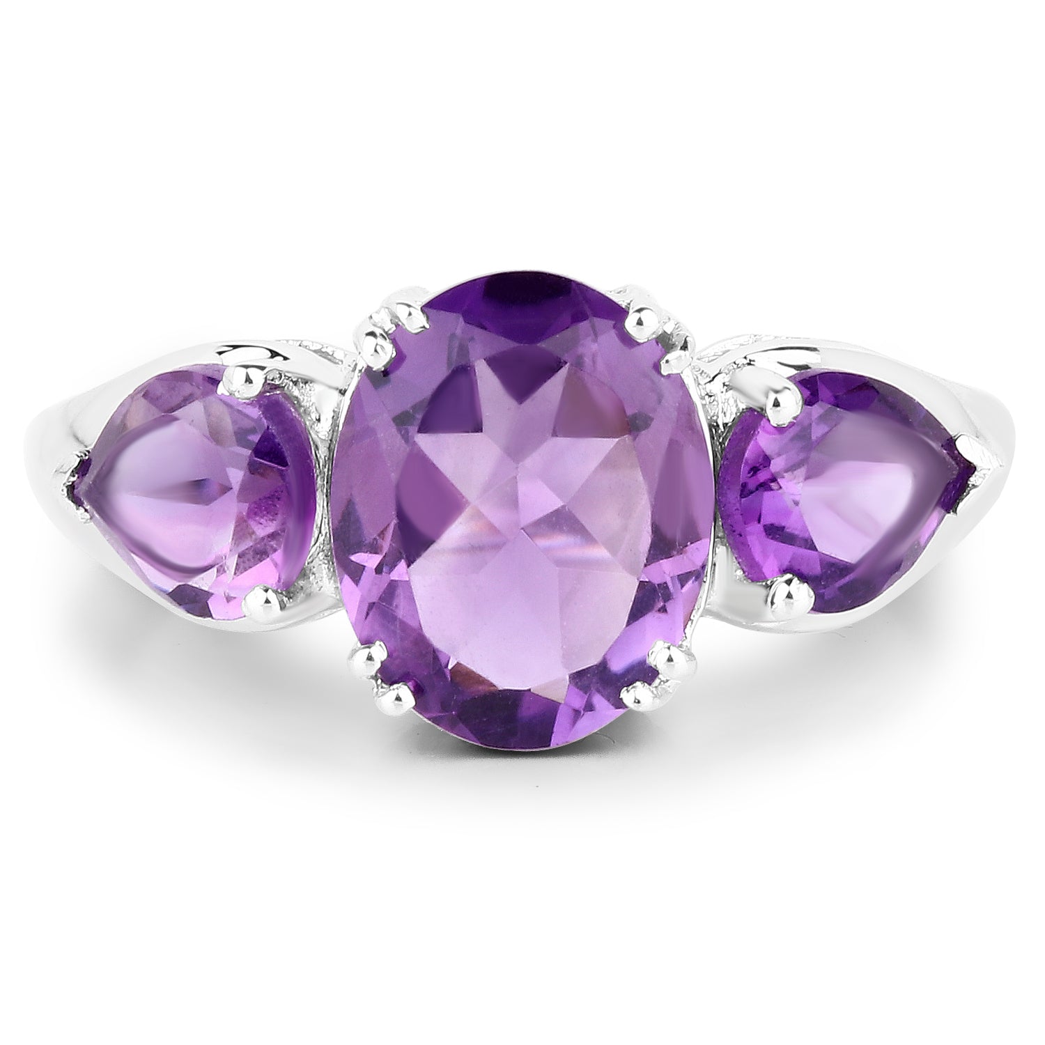 3.11 Carat Genuine Amethyst .925 Sterling Silver Ring