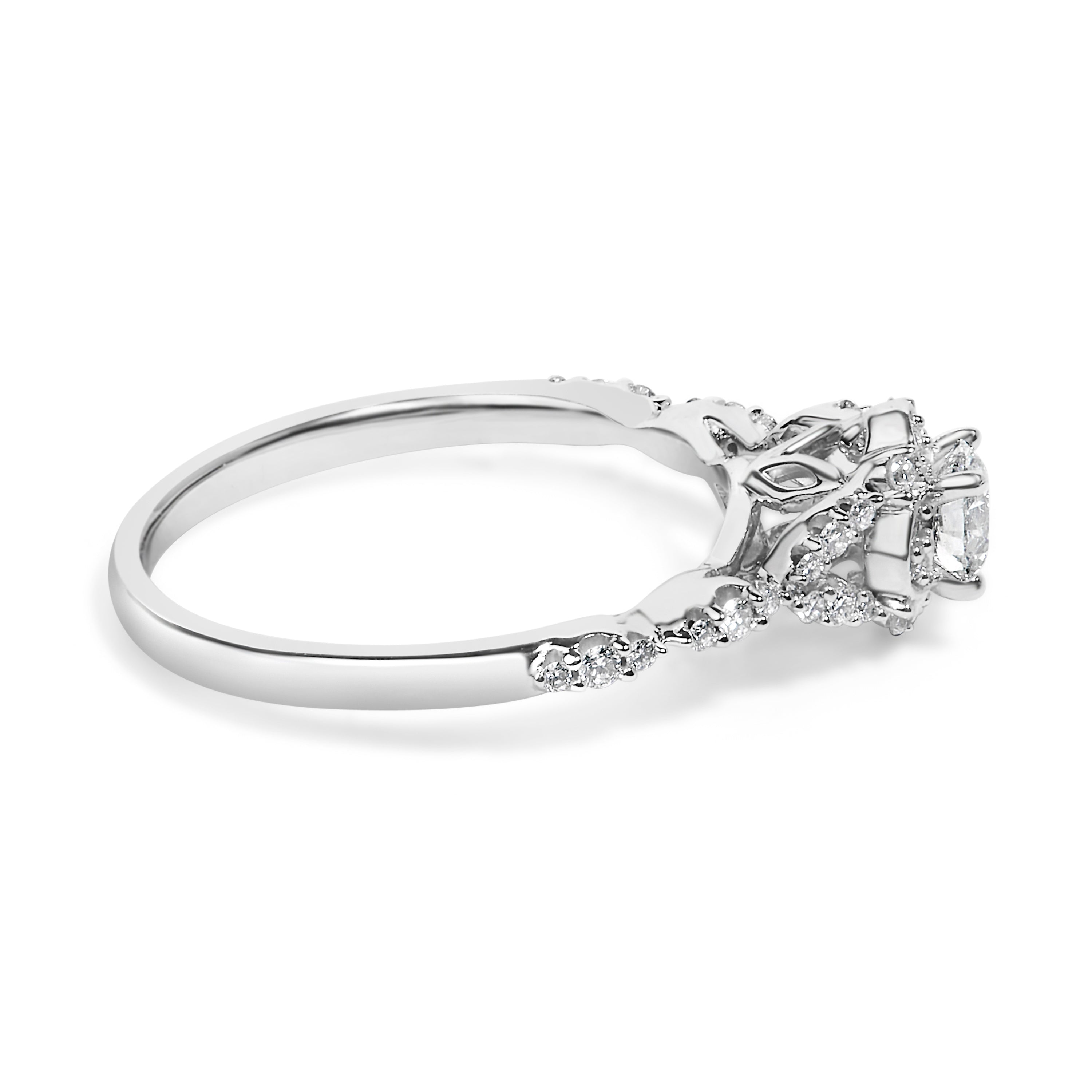 14K White Gold 1/2 Carat Total Weight Lab Grown Diamond Vintage Style Engagement Ring (F-G Color, VS1-VS2 Clarity) - Size 7