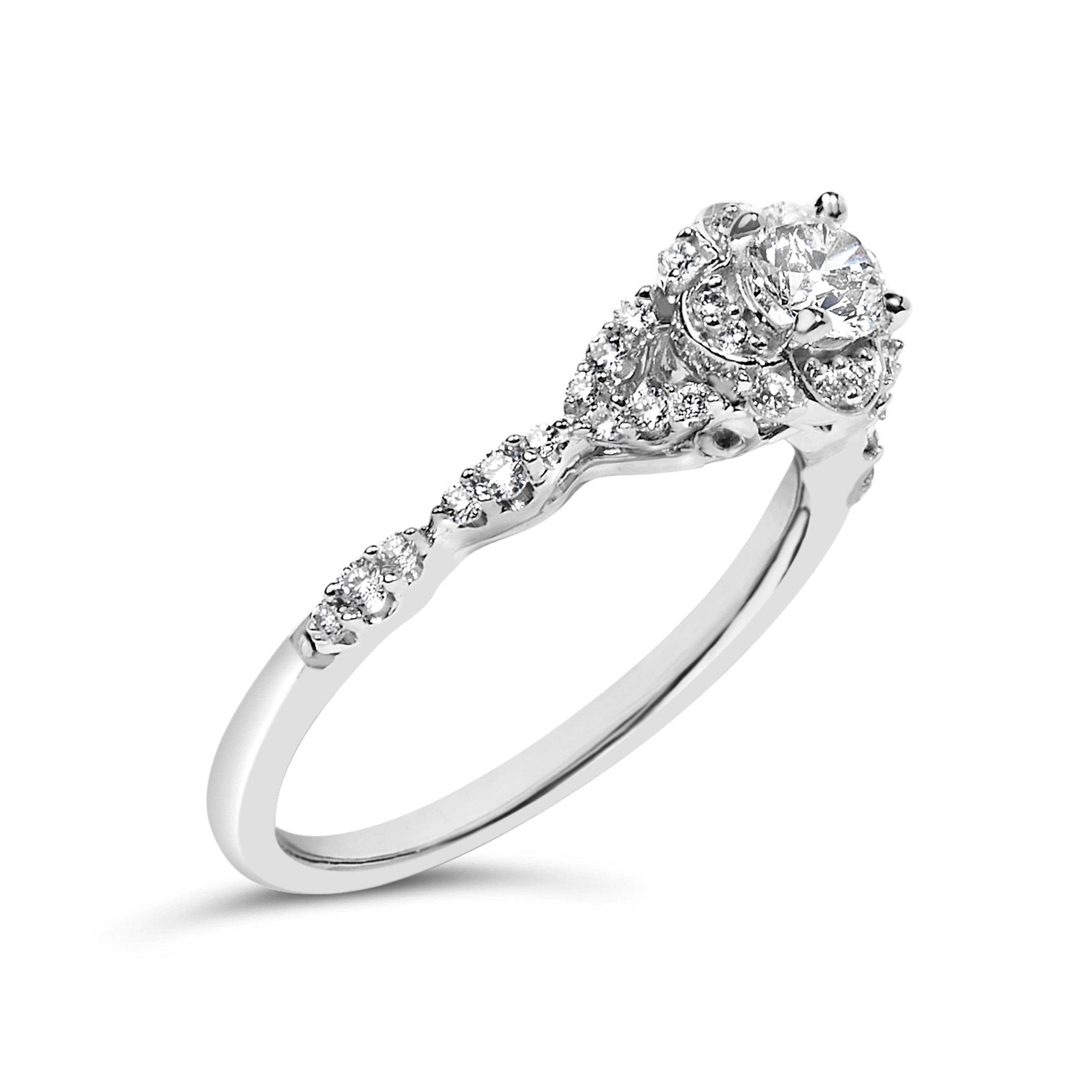 14K White Gold 1/2 Carat Total Weight Lab Grown Diamond Vintage Style Engagement Ring (F-G Color, VS1-VS2 Clarity) - Size 7