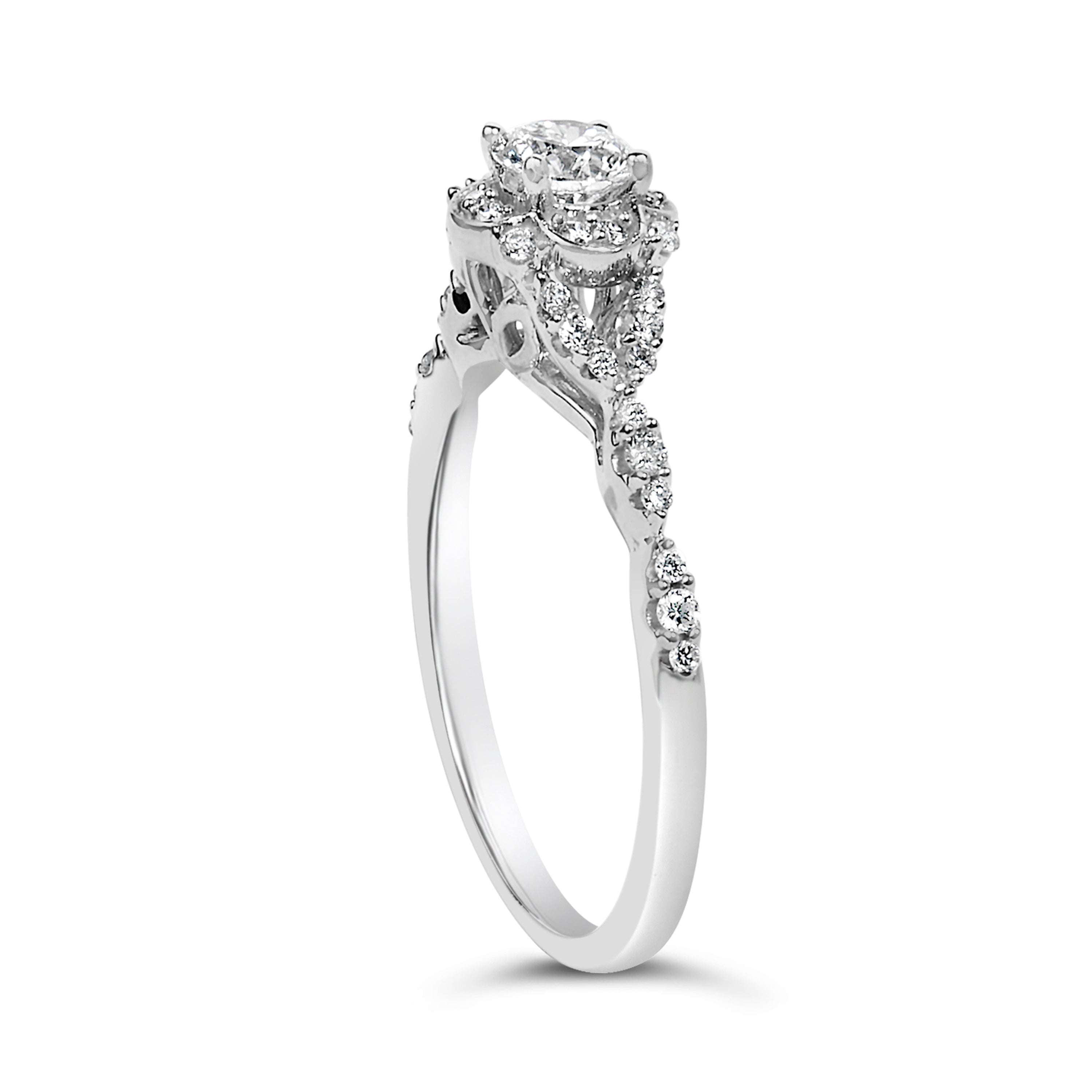 14K White Gold 1/2 Carat Total Weight Lab Grown Diamond Vintage Style Engagement Ring (F-G Color, VS1-VS2 Clarity) - Size 7