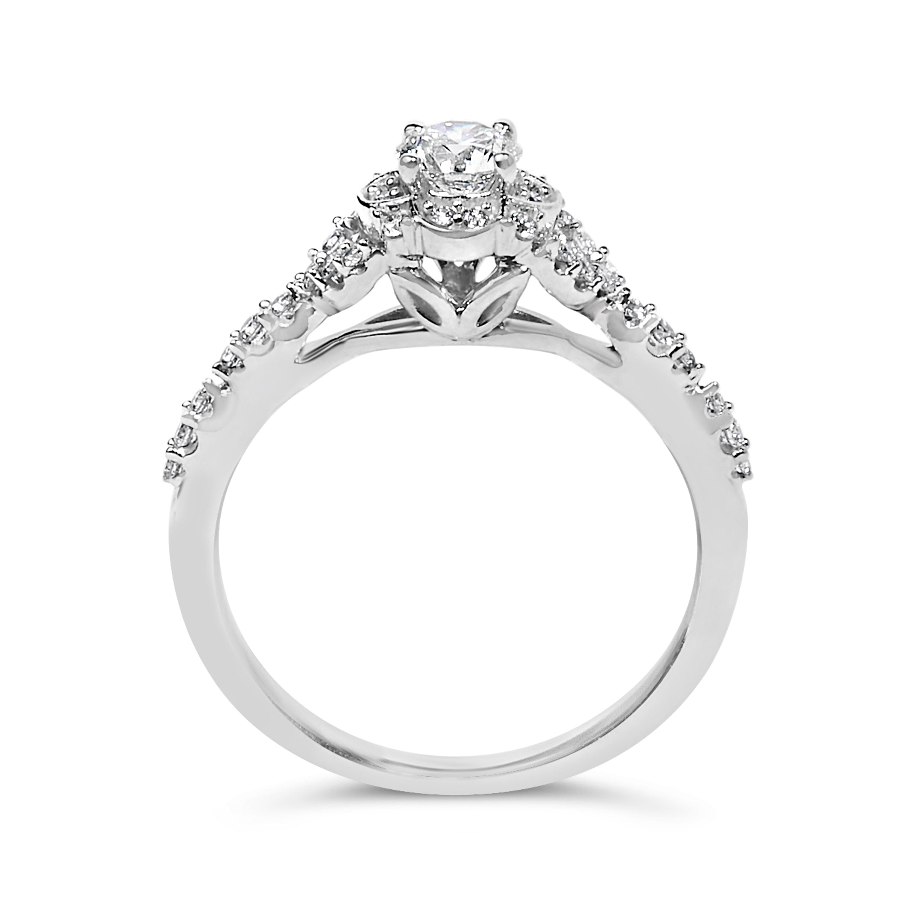 14K White Gold 1/2 Carat Total Weight Lab Grown Diamond Vintage Style Engagement Ring (F-G Color, VS1-VS2 Clarity) - Size 7