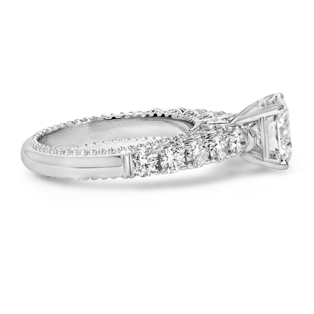 14K White Gold 3 1/5 Cttw Lab Grown Diamond Vintage Style Engagement Ring - Size 7