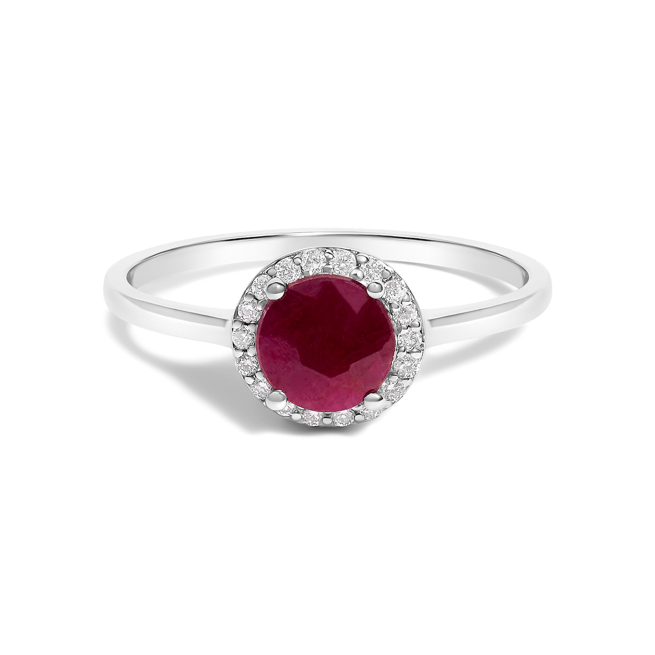 10K White Gold Purple Amethyst and 1/10 Cttw Diamond Halo Ring